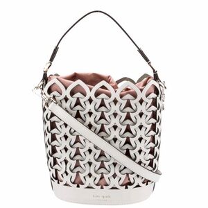 Kate Spade White and Pink Dorit bucket Bag